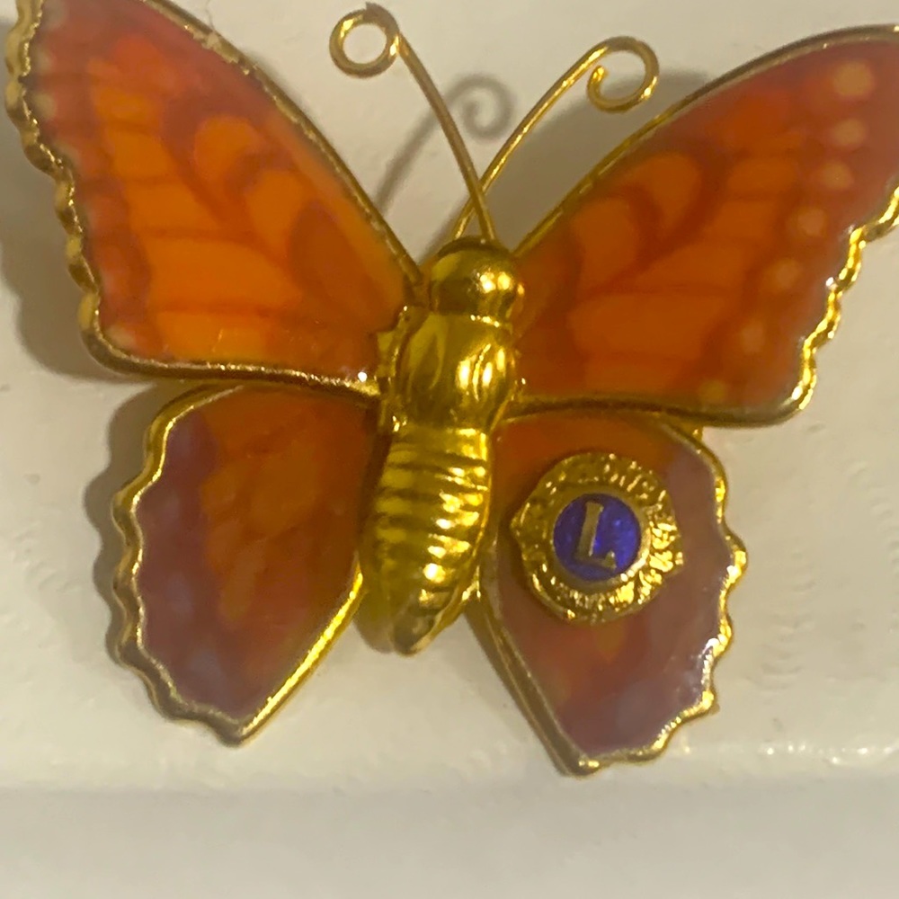 Lions Club Butterfly Enamel Brooch
